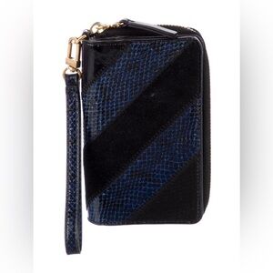 Tory Burch Gemini Link Snake Bi-Fold Wallet Blue and Black Wristlet Bag